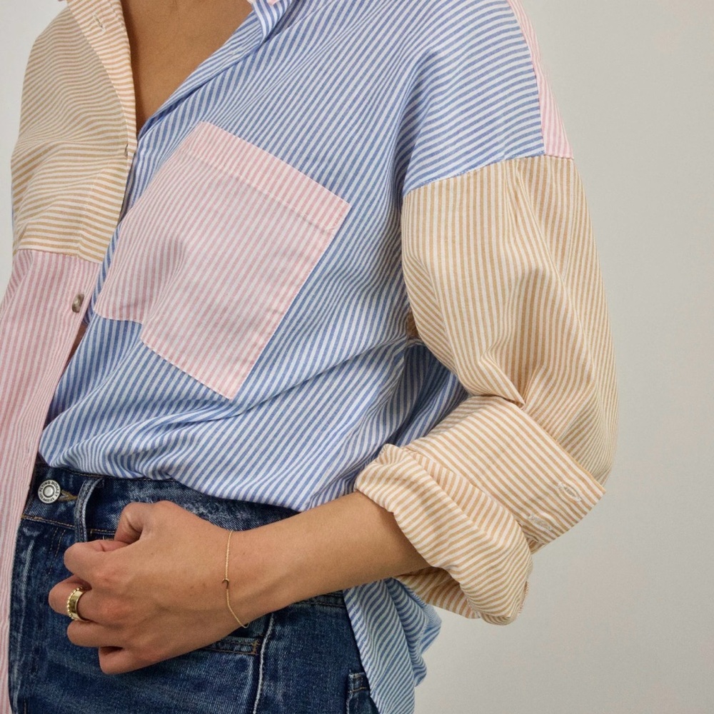 Newport Striped Colorblock Button-Up Shirt - Picture 2 of 7